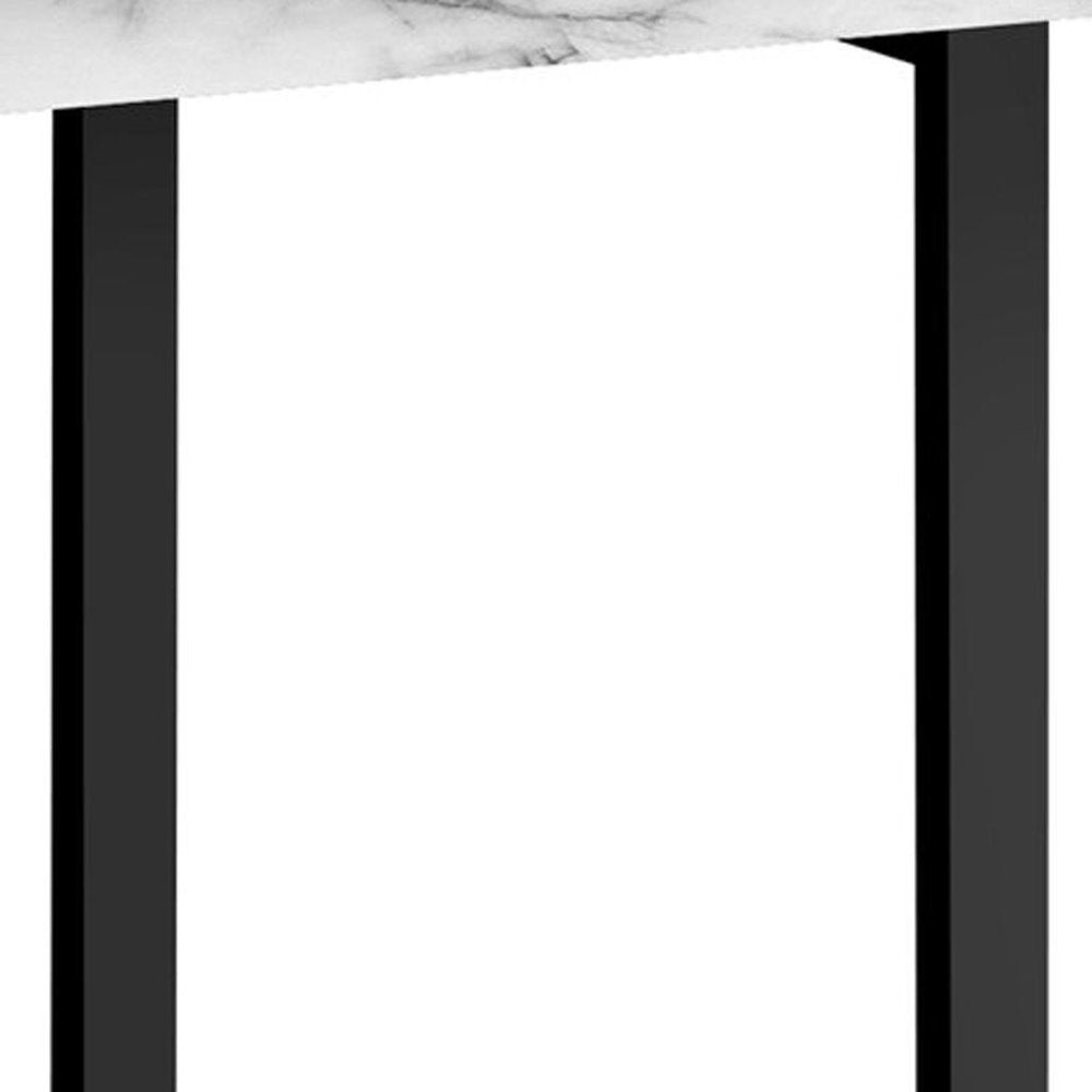 47" White and Black Wood and Metal Sled Computer Desk