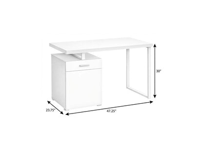 47" White Wood and Metal Sled Computer Desk