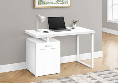 47" White Wood and Metal Sled Computer Desk