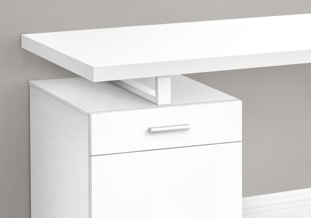 47" White Wood and Metal Sled Computer Desk