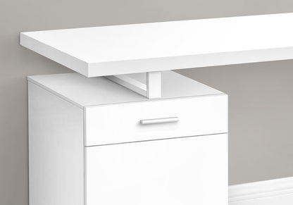 47" White Wood and Metal Sled Computer Desk
