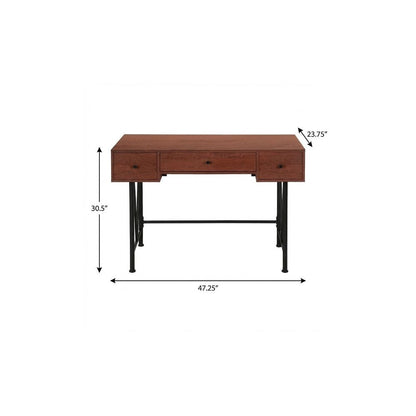 47" Brown and Black Computer Desk With Three Drawers