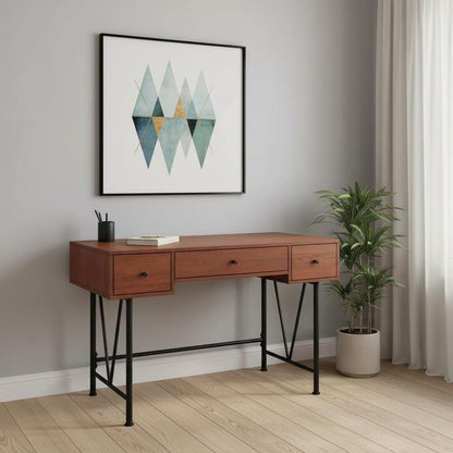 47" Brown and Black Computer Desk With Three Drawers