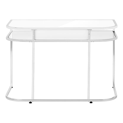 47" White and Silver Wood and Metal Sled Computer Desk