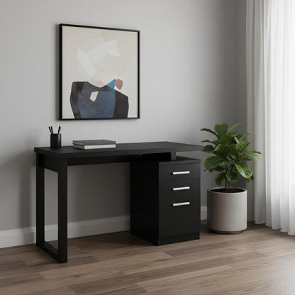 47" Black Computer Desk With Three Drawers