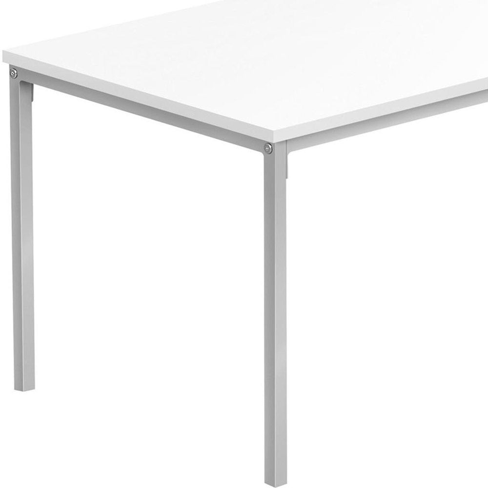 40" White And Silver Metal Coffee Table