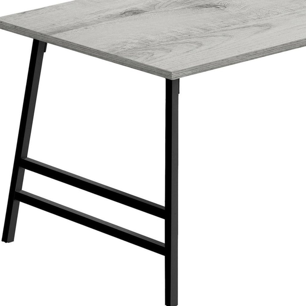 40" Gray And Black Metal Coffee Table