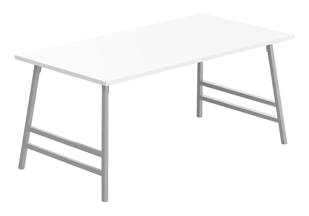 40" White And Silver Wood And Metal Coffee Table