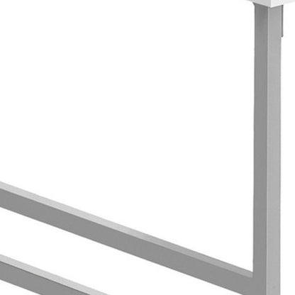 40" White And Silver Wood And Metal Coffee Table