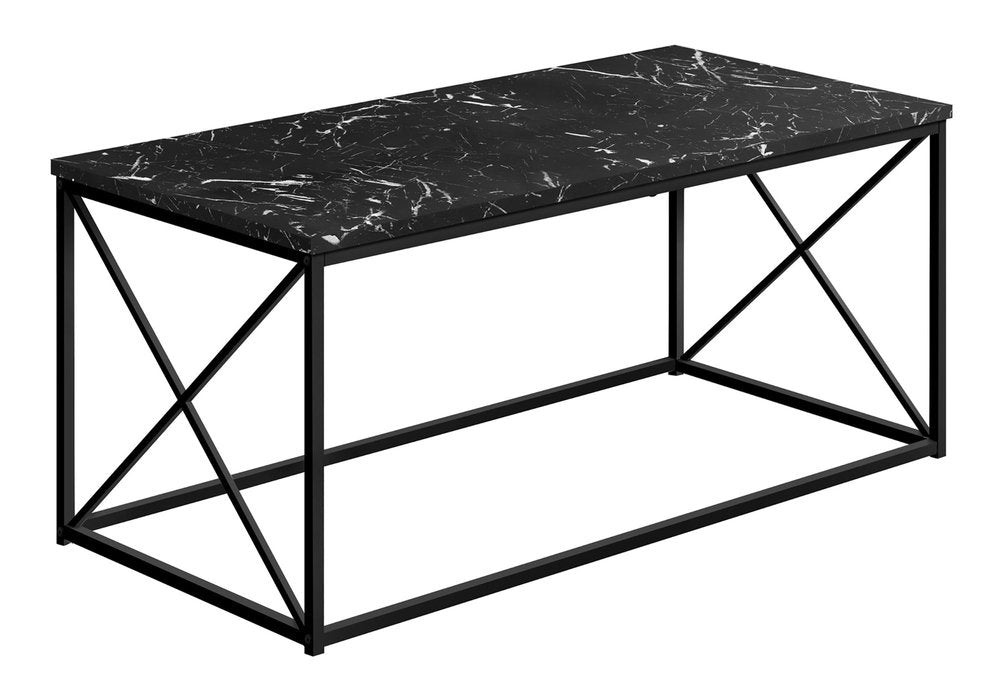 41" Black Wood And Metal Coffee Table