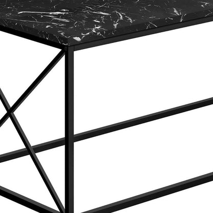 41" Black Wood And Metal Coffee Table