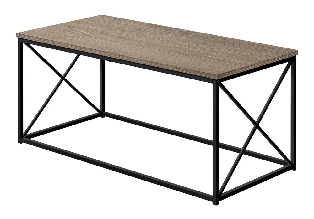 41" Taupe And Black Metal Coffee Table