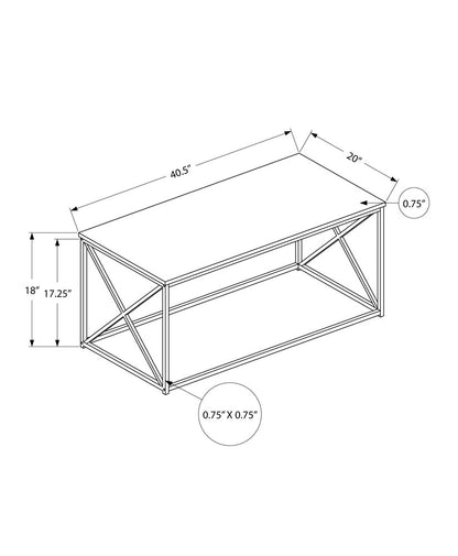 41" Gray And Black Wood And Metal Coffee Table