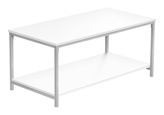 40" White And Silver Metal Coffee Table