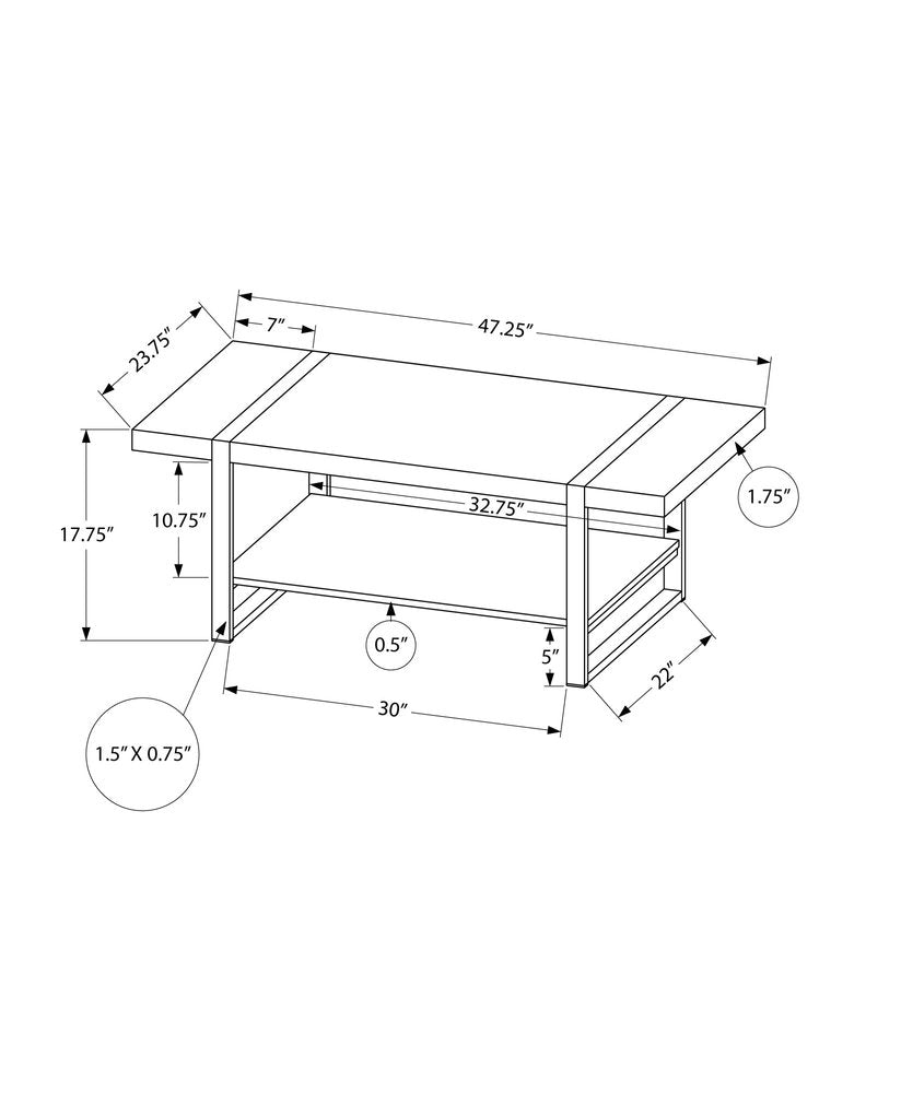 47" Black Coffee Table With Shelf