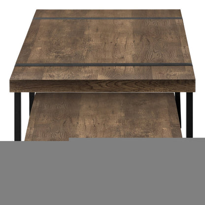 47" Brown And Black Wood Coffee Table With Shelf