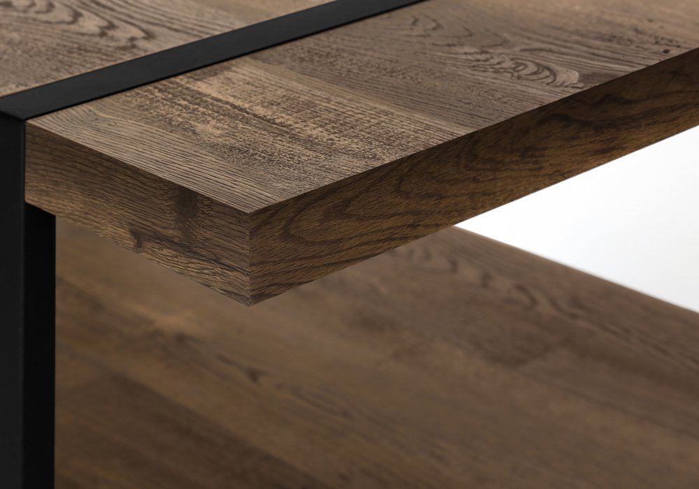 47" Brown And Black Wood Coffee Table With Shelf