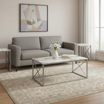 Set of Three 42" White Metal Coffee Table