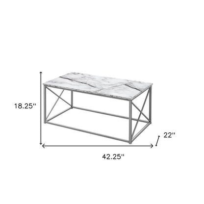 Set of Three 42" White Metal Coffee Table