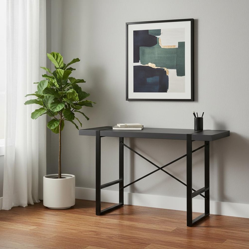 49" Gray and Black Computer Desk