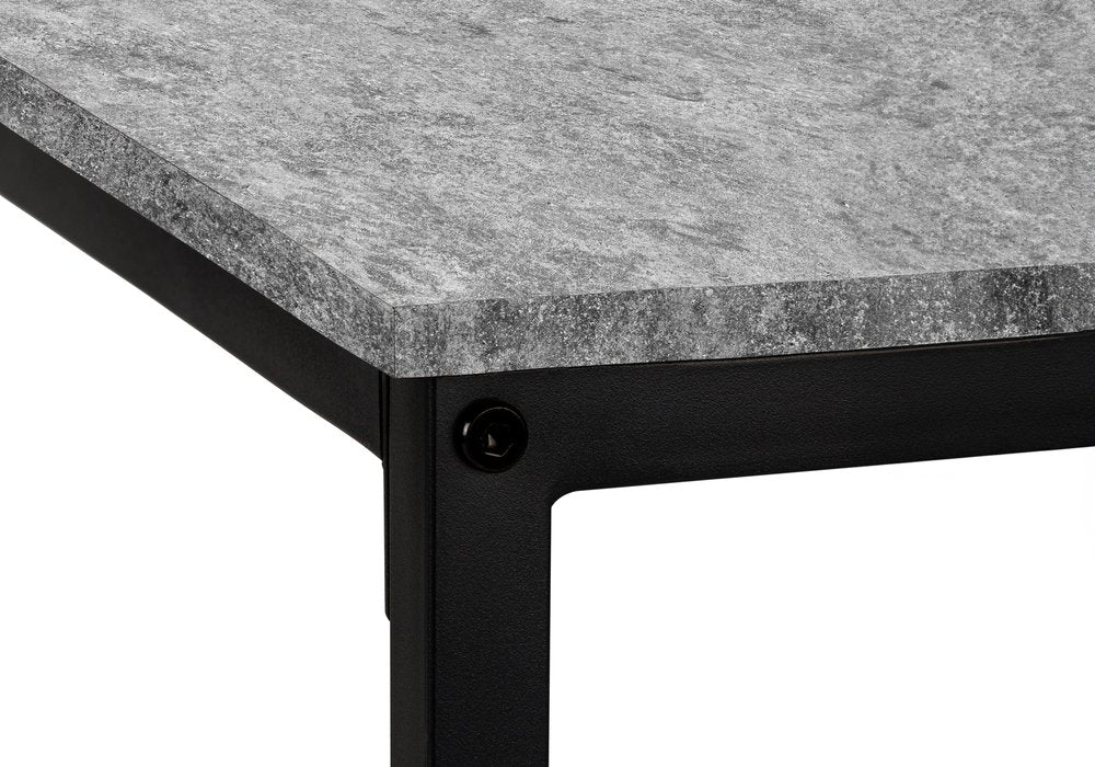 58" Gray and Black Faux Stone Wood And Metal Corner Computer Desk