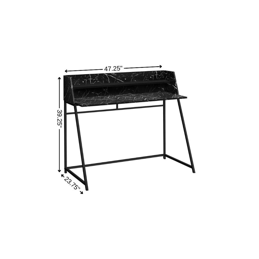 47" Black and White Wood and Metal Sled Computer Desk