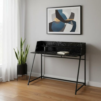 47" Black and White Wood and Metal Sled Computer Desk