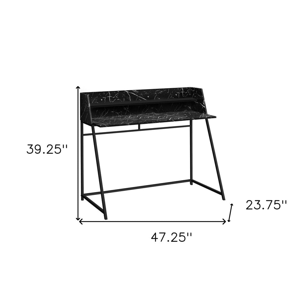 47" Black and White Wood and Metal Sled Computer Desk