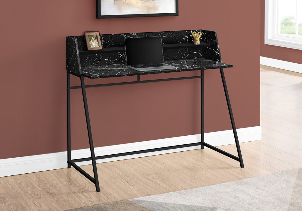 47" Black and White Wood and Metal Sled Computer Desk