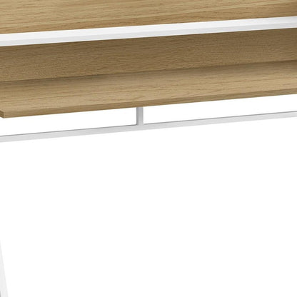 47" Natural and White Wood and Metal Sled Computer Desk