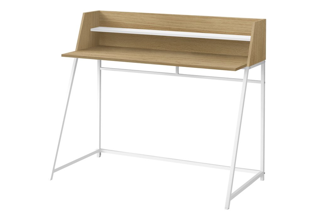 47" Natural and White Wood and Metal Sled Computer Desk