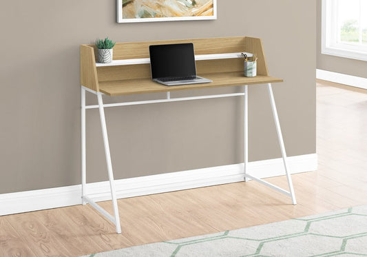 47" Natural and White Wood and Metal Sled Computer Desk