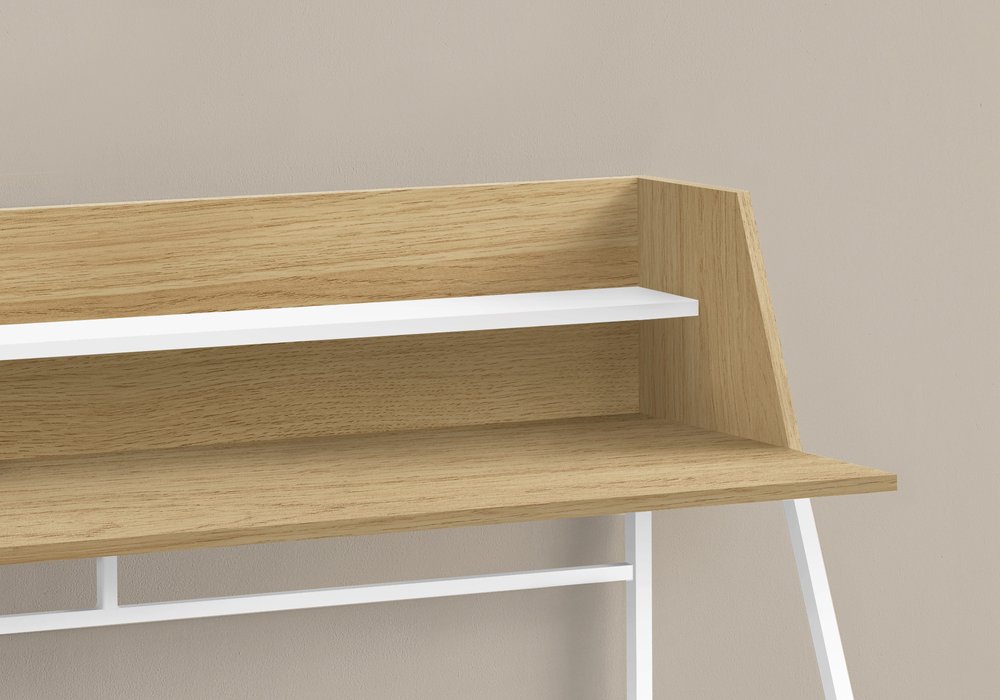 47" Natural and White Wood and Metal Sled Computer Desk