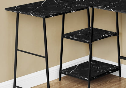 47" Black and White Wood and Metal Corner Trestle Computer Desk