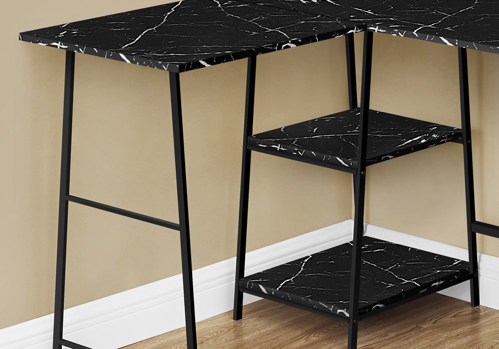 42" Black and White Wood and Metal Corner Trestle Computer Desk