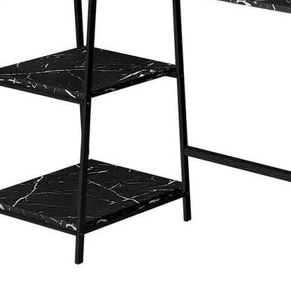 47" Black and White Wood and Metal Corner Trestle Computer Desk