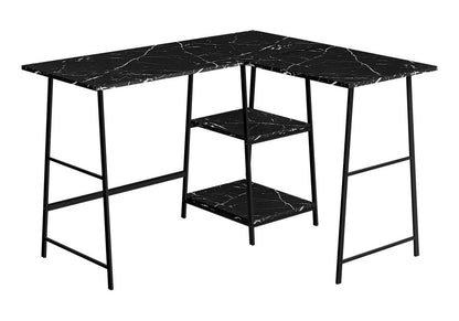 47" Black and White Wood and Metal Corner Trestle Computer Desk