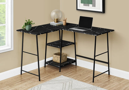 42" Black and White Wood and Metal Corner Trestle Computer Desk