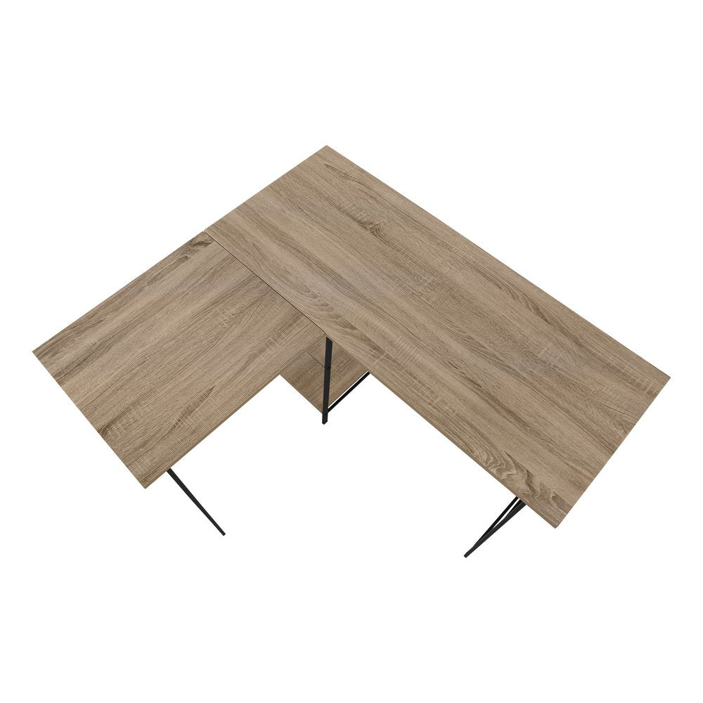 47" Taupe and Black L Shape Computer Desk