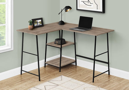 47" Taupe and Black L Shape Computer Desk