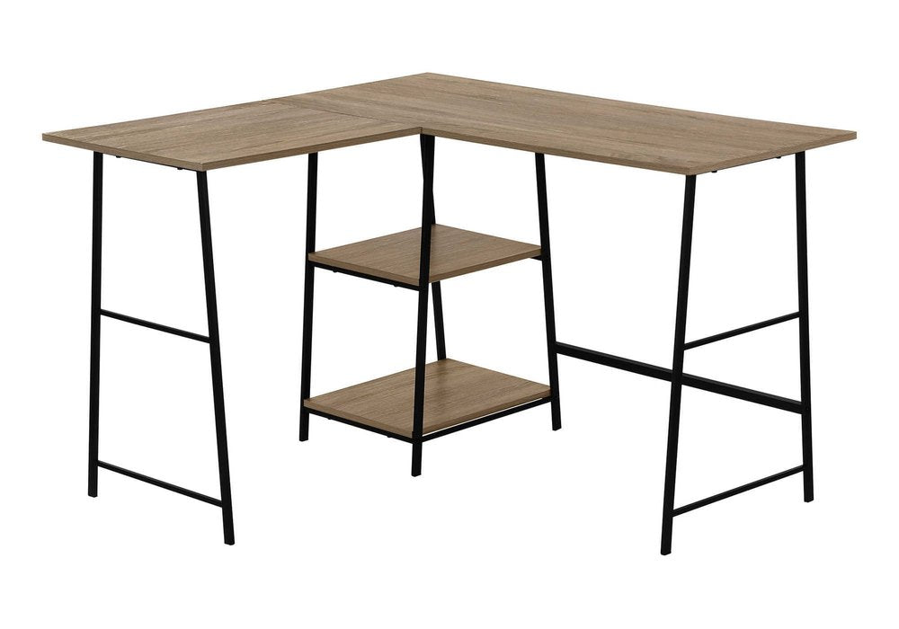 47" Taupe and Black L Shape Computer Desk