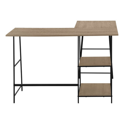 47" Taupe and Black L Shape Computer Desk