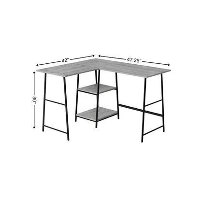 47" Gray and Black Wood and Metal Corner Trestle Computer Desk