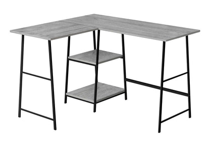 47" Gray and Black Wood and Metal Corner Trestle Computer Desk
