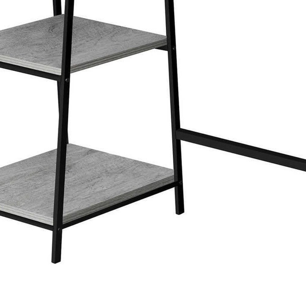 47" Gray and Black Wood and Metal Corner Trestle Computer Desk