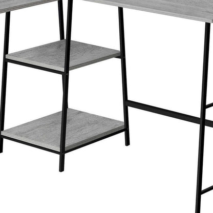 47" Gray and Black Wood and Metal Corner Trestle Computer Desk