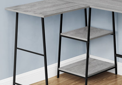 42" Gray and Black Wood and Metal Corner Trestle Computer Desk