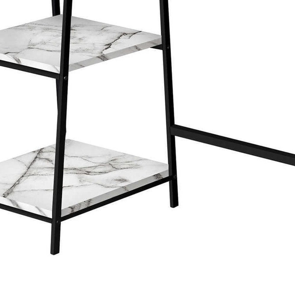 42" White and Black Wood and Metal Corner Trestle Computer Desk