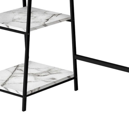 42" White and Black Wood and Metal Corner Trestle Computer Desk