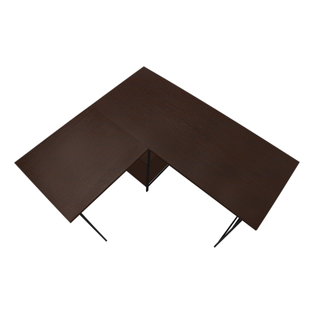 47" Espresso and Black Wood and Metal Corner Trestle Computer Desk